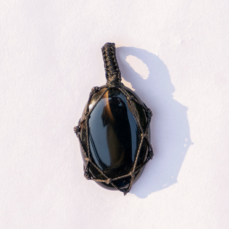 MantraMani® Black Onyx Crystal Crochet Pendant