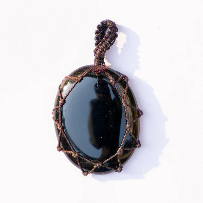 MantraMani® Black Onyx Crystal Crochet Pendant