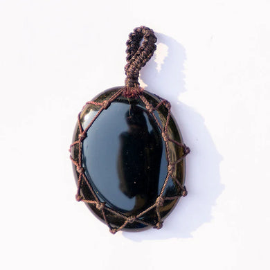 MantraMani® Black Onyx Crystal Crochet Pendant