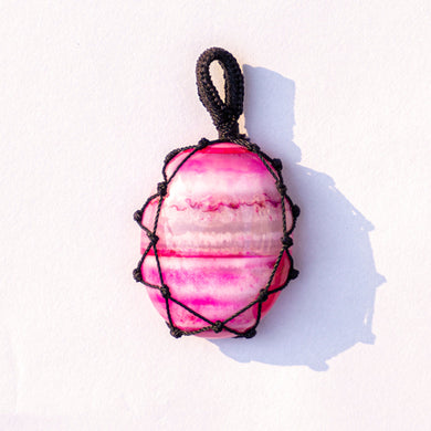 MantraMani® Pink Onyx Crystal Crochet Pendant