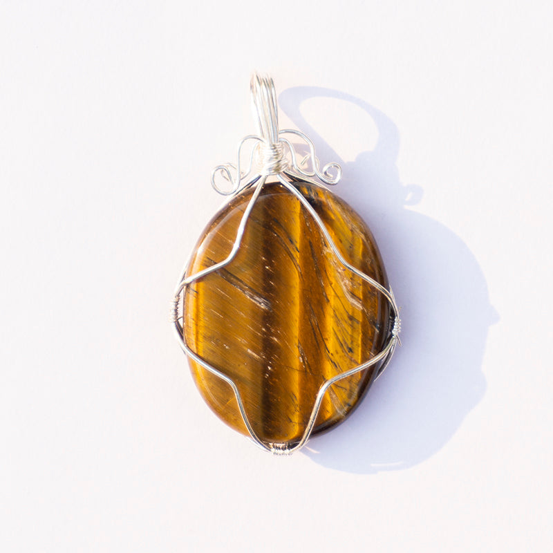 MantraMani Tiger's Eye Crystal Oval Pendant