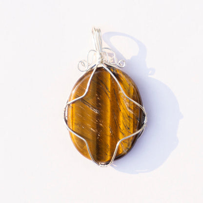 MantraMani Tiger's Eye Crystal Oval Pendant