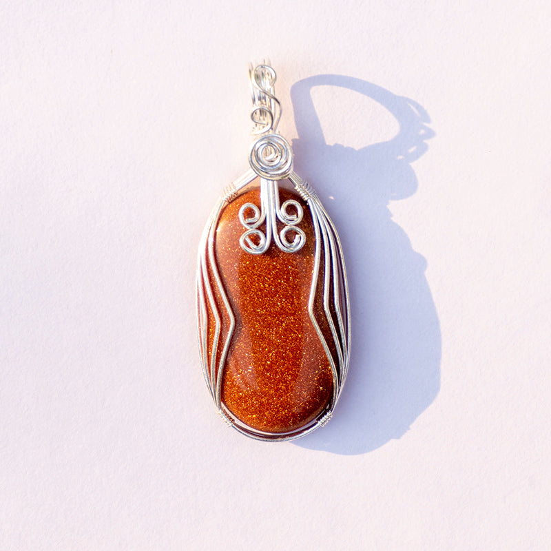 MantraMani® Goldstone Crystal Oval Pendant