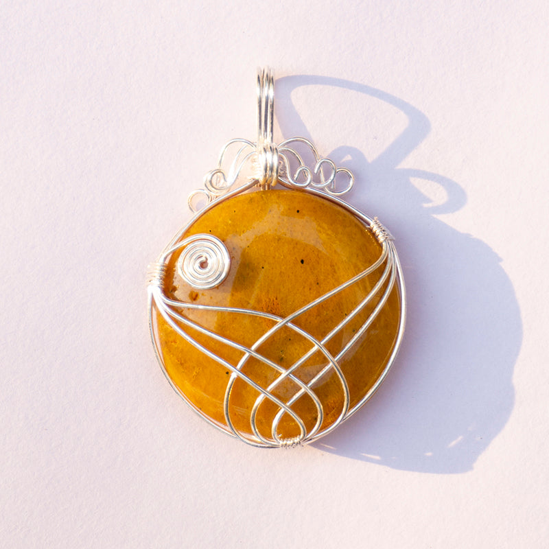 MantraMani® Yellow Aventurine Crystal Round Pendant