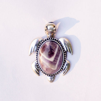 MantraMani® Amethyst Crystal Turtle Pendant