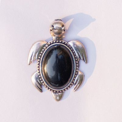 MantraMani® Black Onyx Crystal Turtle Pendant for Pendant