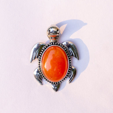 MantraMani® Carnelian Crystal Turtle Pendant