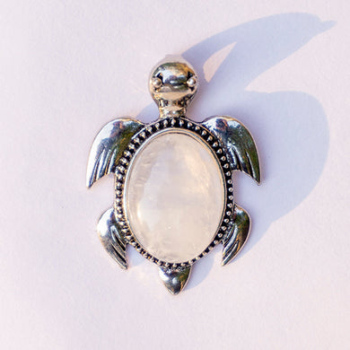 MantraMani® Clear Quartz Crystal Turtle Pendant