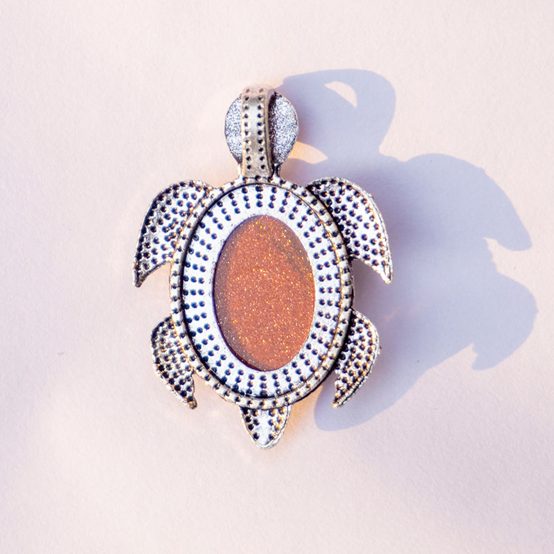 MantraMani® Goldstone Crystal Turtle Pendant