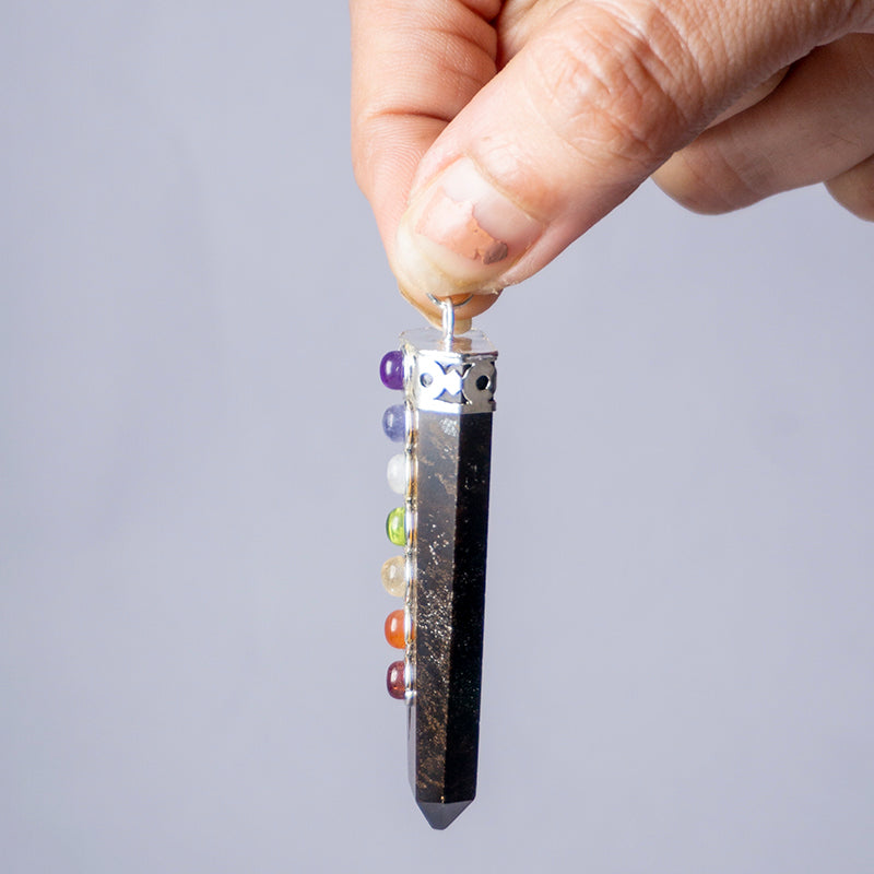 MantraMani Tiger's Eye Crystal Flat Wand Pendant