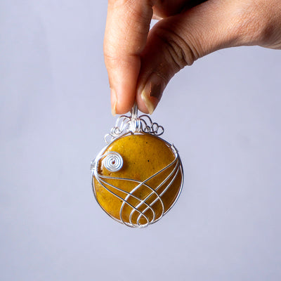 MantraMani® Yellow Aventurine Crystal Round Pendant for Pendant