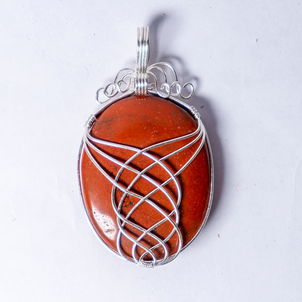MantraMani® Red Jasper Crystal Oval Pendant