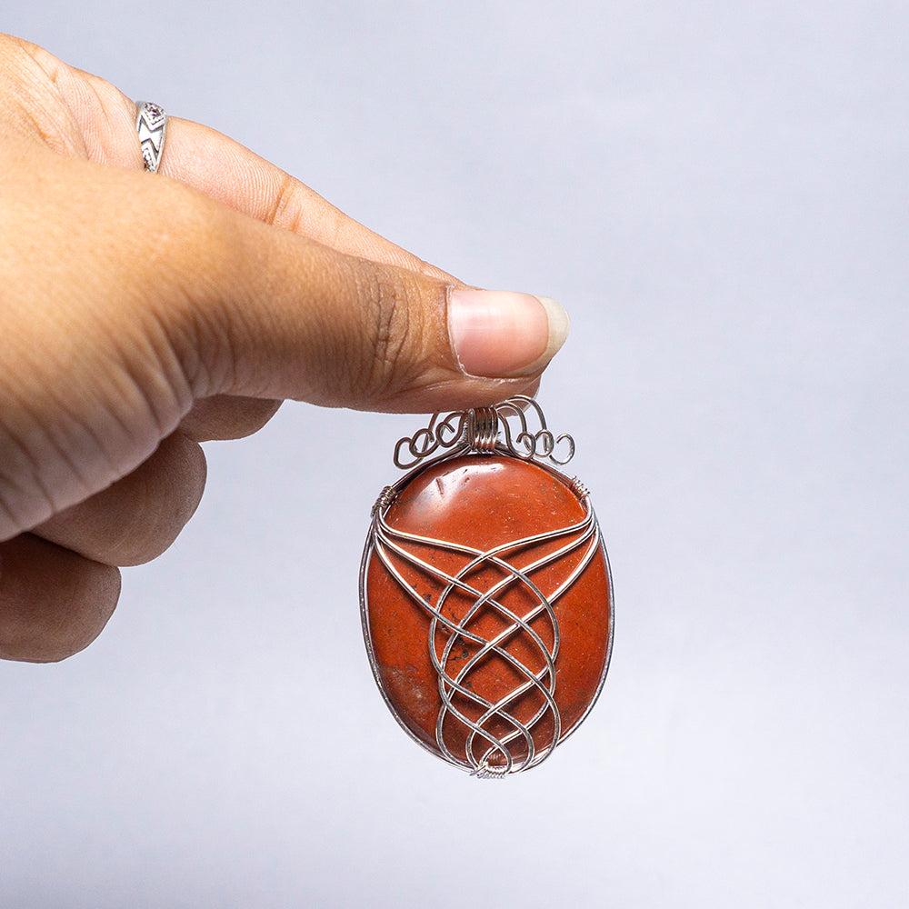MantraMani® Red Jasper Crystal Oval Pendant