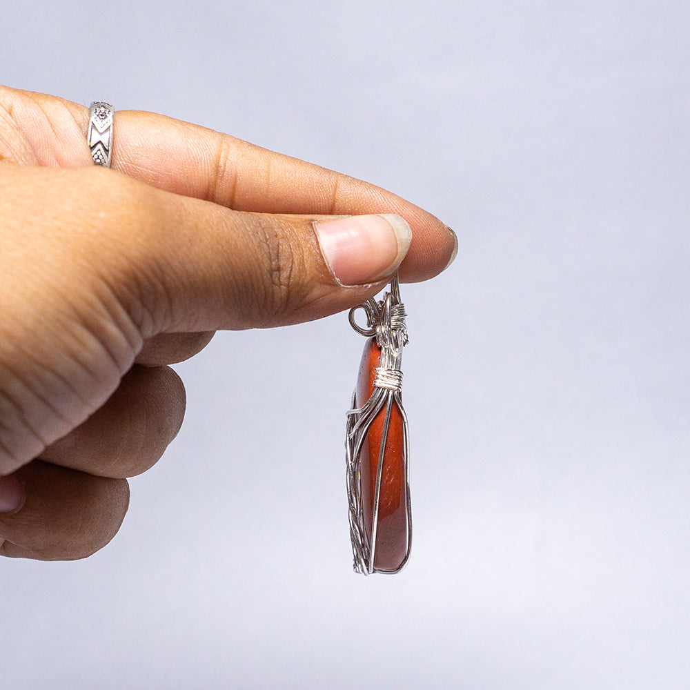 MantraMani® Red Jasper Crystal Oval Pendant