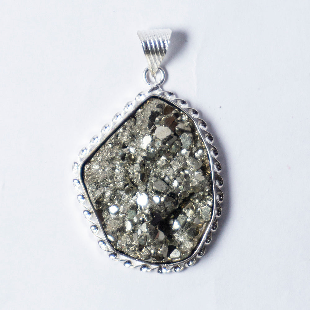 MantraMani Pyrite Crystal Fancy Pendant
