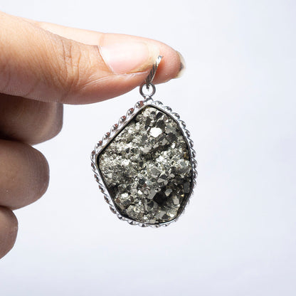 MantraMani Pyrite Crystal Fancy Pendant