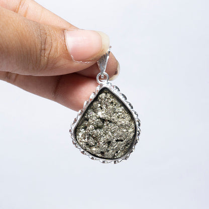 MantraMani Pyrite Crystal Pendant