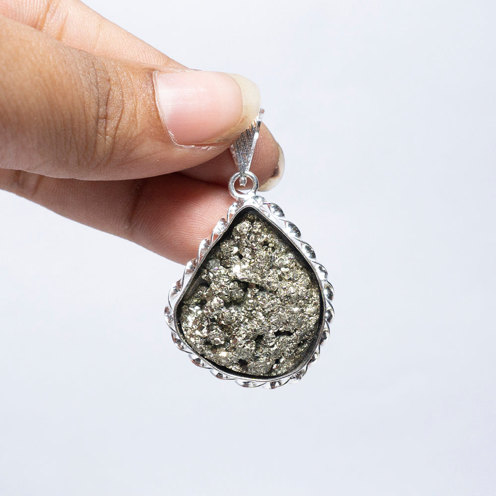 MantraMani Pyrite Crystal Fancy Pendant