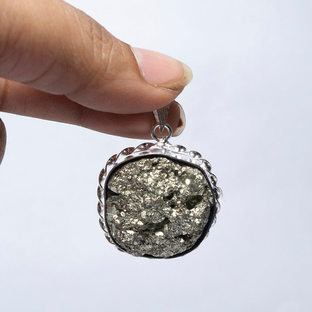 MantraMani Pyrite Crystal Fancy Pendant