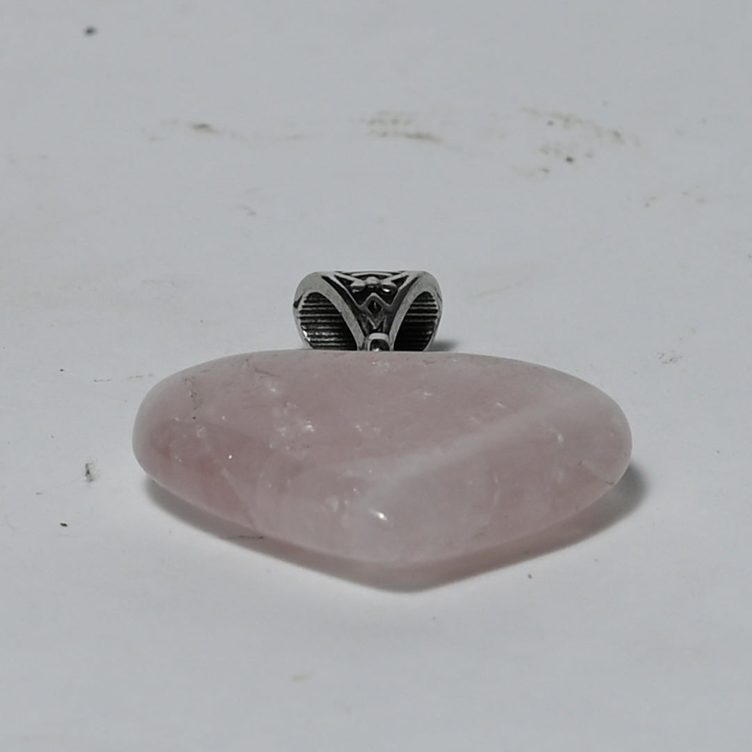 MantraMani Rose Quartz Crystal and Stone Necklace Heart Shaped Pendant Jewellery