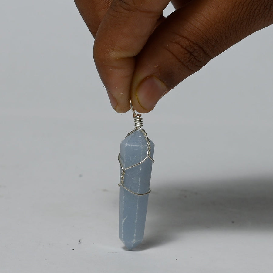 MantraMani® Angelite Crystal Point Pendant