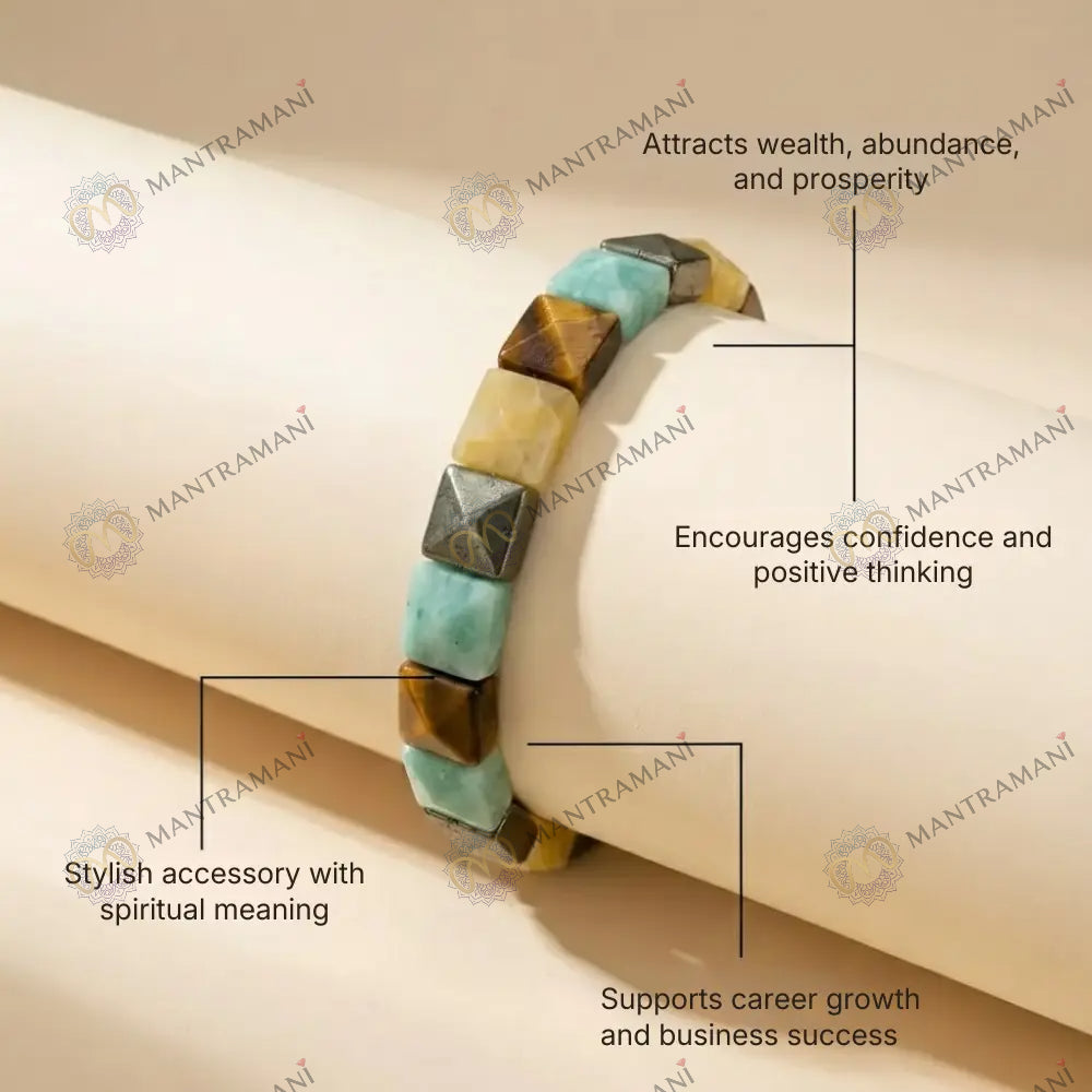 MantraMani® Dhan Vriddhi™ Cubical Money Magnet Bracelet - Attract Wealth • Removes Financial/Money Blockage • Unlock Opportunities • Align With Prosperity Energy