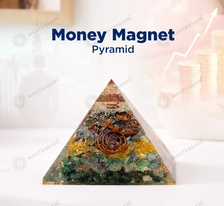 MantraMani® Dhan Vriddhi Pyramid — Pyrite Money Magnet for Wealth, Abundance & Financial Growth, Business Success & Cash Flow