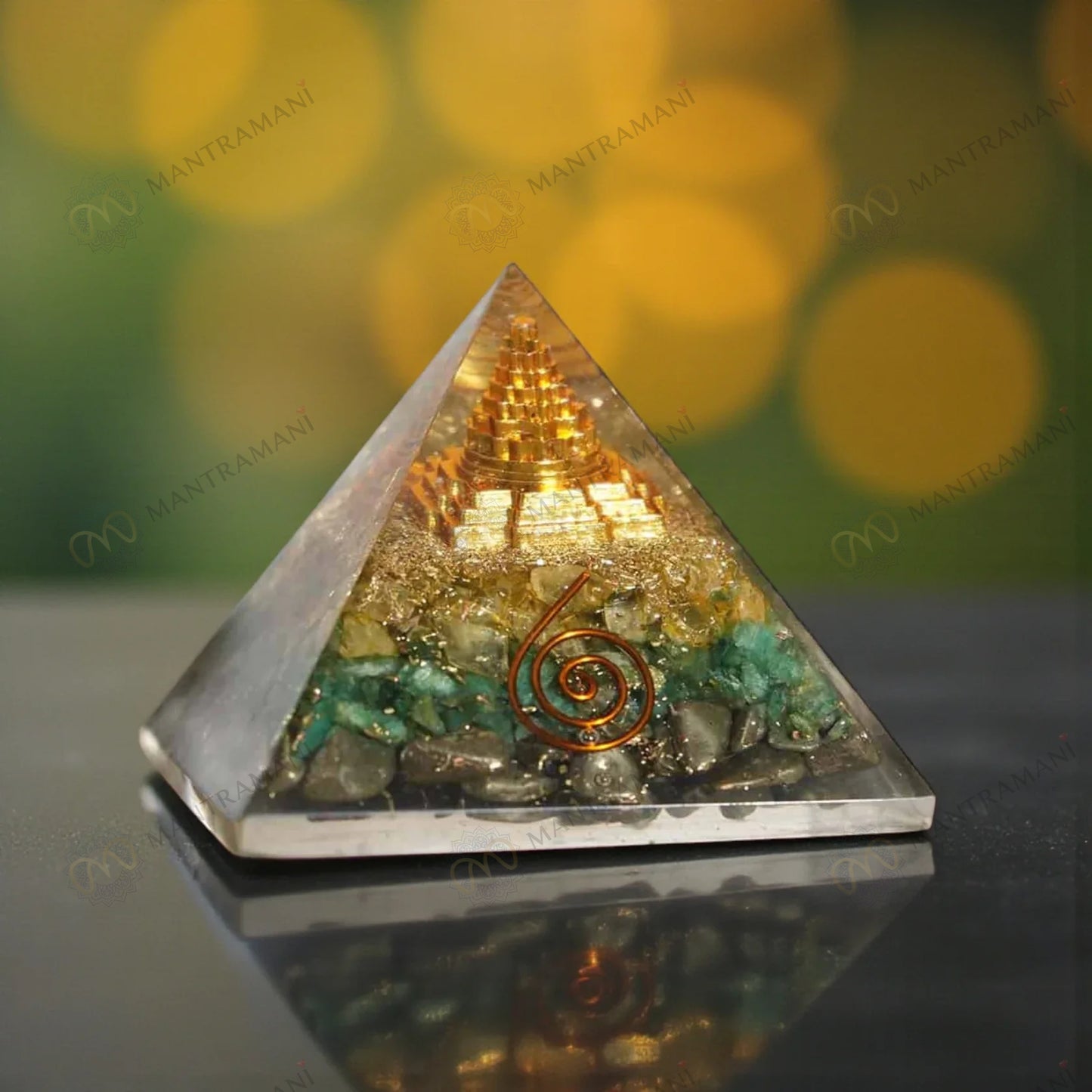 MantraMani® Dhan Vriddhi Pyramid — Pyrite Money Magnet for Wealth, Abundance & Financial Growth, Business Success & Cash Flow