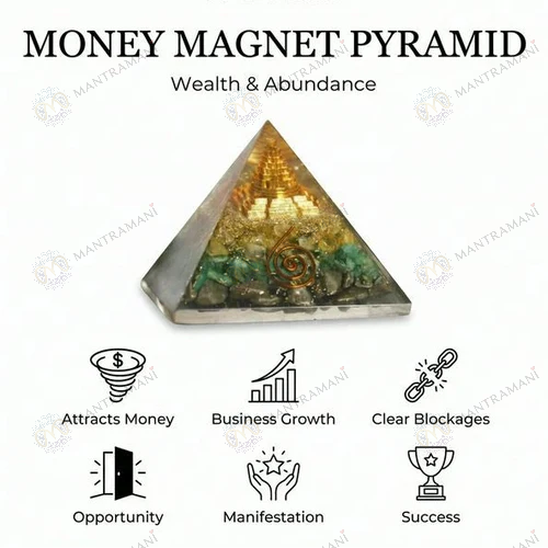 MantraMani® Dhan Vriddhi Pyramid — Pyrite Money Magnet for Wealth, Abundance & Financial Growth, Business Success & Cash Flow