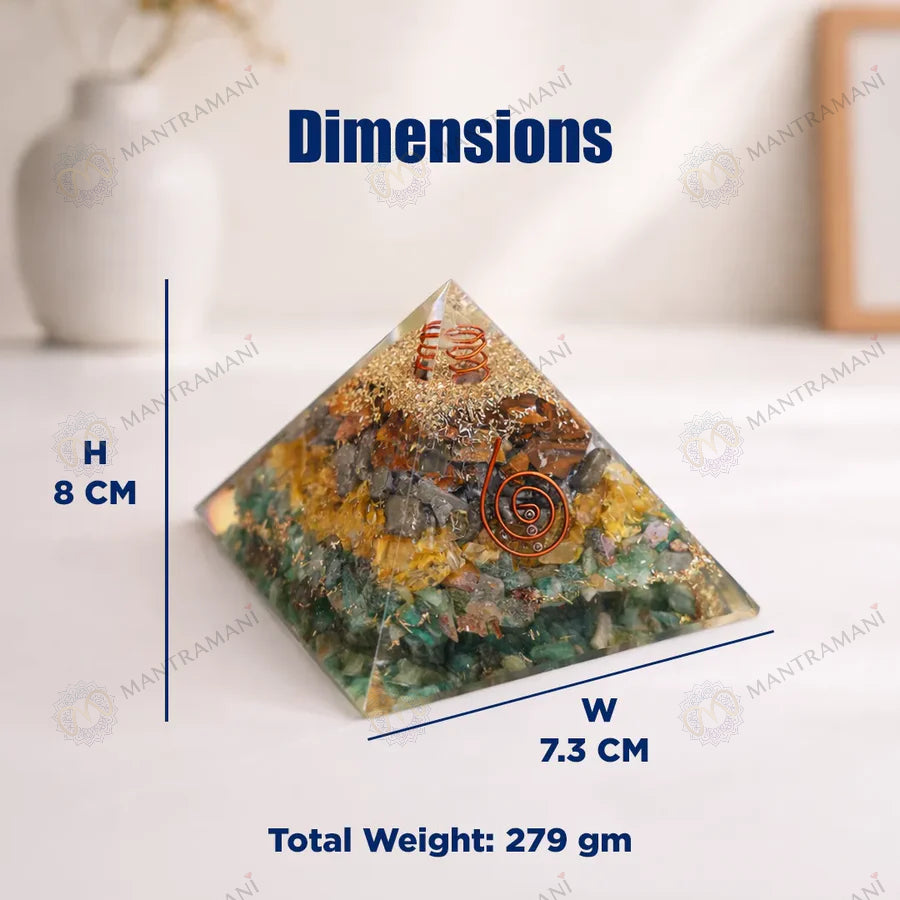 MantraMani® Dhan Vriddhi Pyramid — Pyrite Money Magnet for Wealth, Abundance & Financial Growth, Business Success & Cash Flow