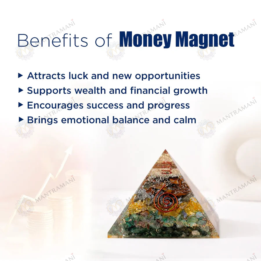 MantraMani® Dhan Vriddhi Pyramid — Pyrite Money Magnet for Wealth, Abundance & Financial Growth, Business Success & Cash Flow
