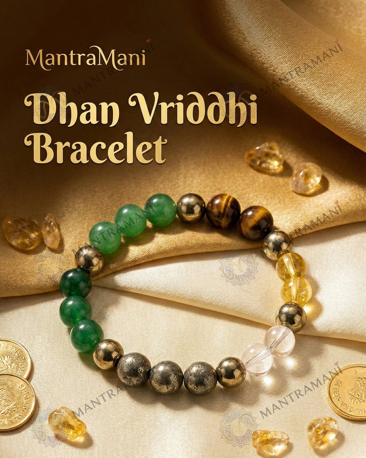 MantraMani® Dhan Vriddhi™ – Money Magnet Bracelet - Attract Wealth • Removes Financial/Money Blockage • Unlock Opportunities • Align With Prosperity Energy