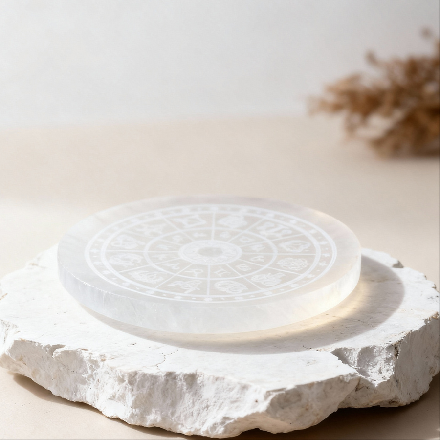 MantraMani® SELENITE (Chandramani) – Plate | Cleansing, Charging other crystals,