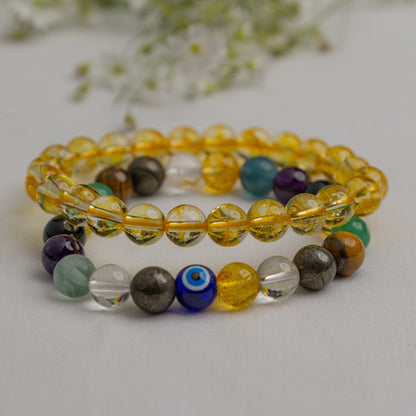 MantraMani® Education Bracelet & Yellow Citrine Bracelet — Abundance Flow • Positivity • Manifestation | Certified Natural Stone