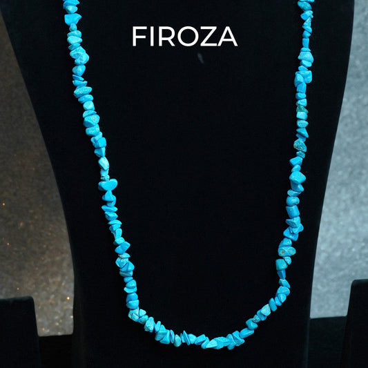 MantraMani® Natural Firoza Chips Mala- Calming, Protection & Communication - MantraMani® Authentic Vedic Gemstone