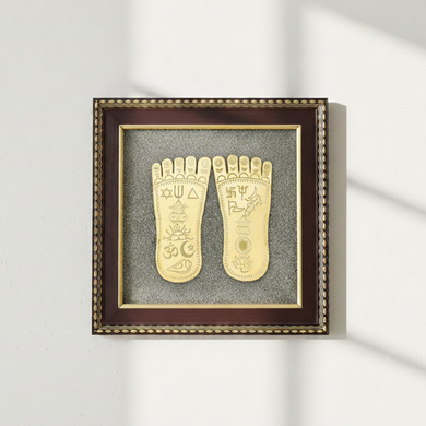 MantraMani® Raw Pyrite Frame with Goddess Laxmi Charan Paduka