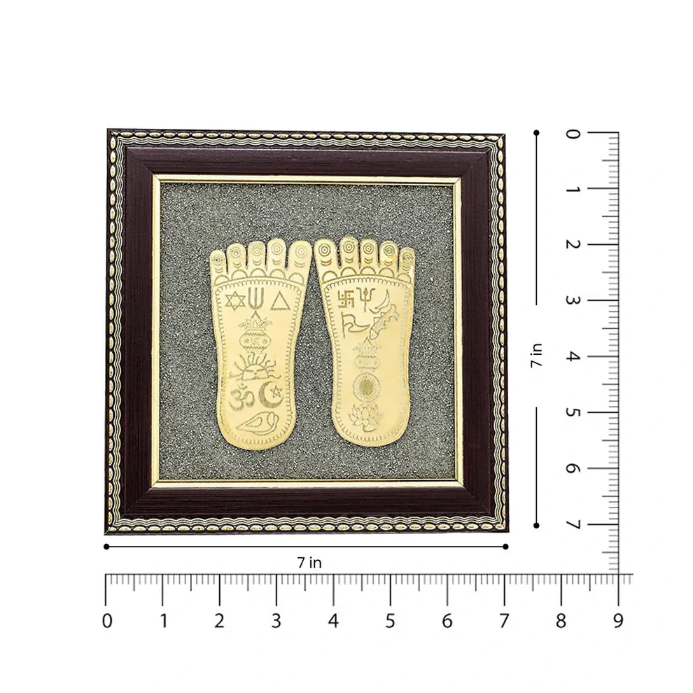 MantraMani® Raw Pyrite Frame with Goddess Laxmi Charan Paduka