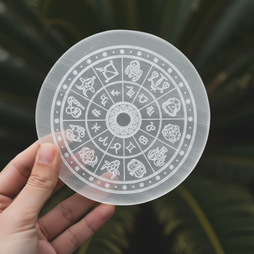 MantraMani® SELENITE (Chandramani) – Plate | Cleansing, Charging other crystals,