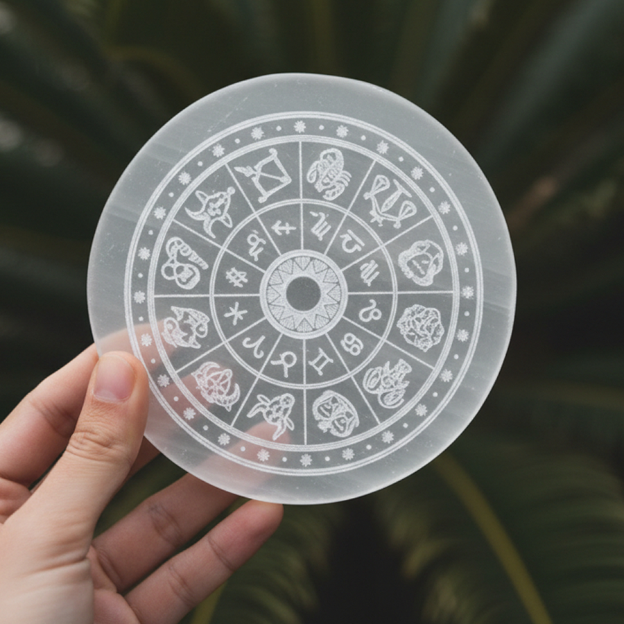 MantraMani® SELENITE (Chandramani) – Plate | Cleansing, Charging other crystals,