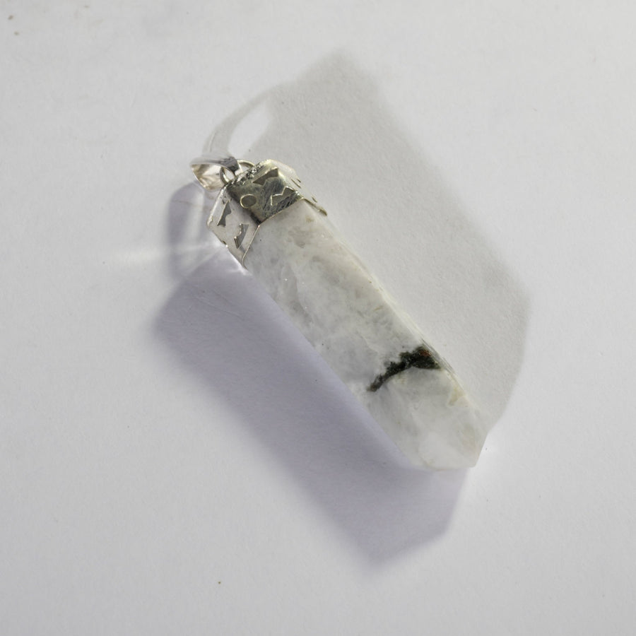 MantraMani® Rainbow Moonstone Crystal Point Pendant