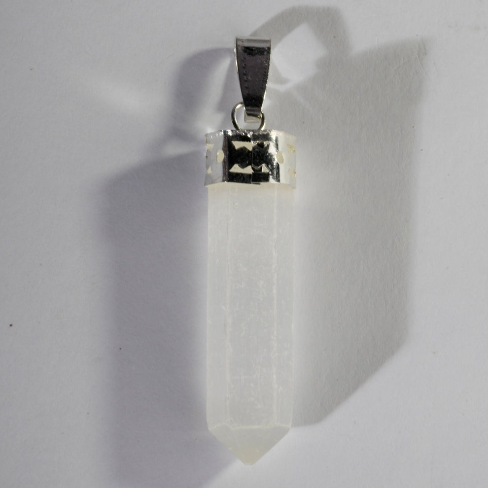Selenite Crystal Point Pendant | Natural Crystal Jewelry for Clarity, Spiritual Wellness & Elegant Style
