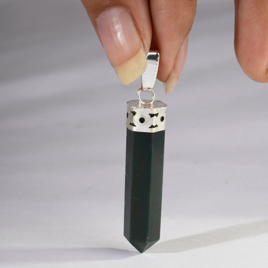 MantraMani® Bloodstone Crystal Point Pendant