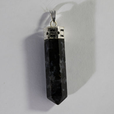 MantraMani® Indigo Gabbro Crystal Point Pendant