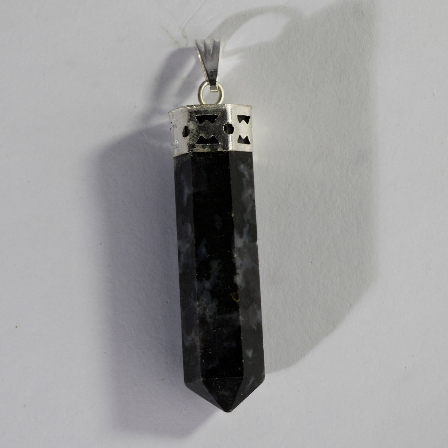 MantraMani® Indigo Gabbro Crystal Point Pendant