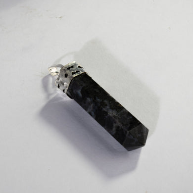 MantraMani® Indigo Gabbro Crystal Point Pendant