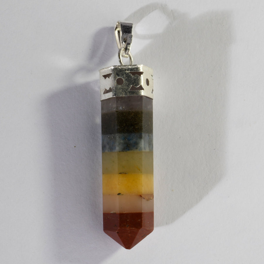 MantraMani® Seven Chakra Crystal Point Pendant | Natural Chakra Healing Pendant for Balance, Meditation & Spiritual Wellness
