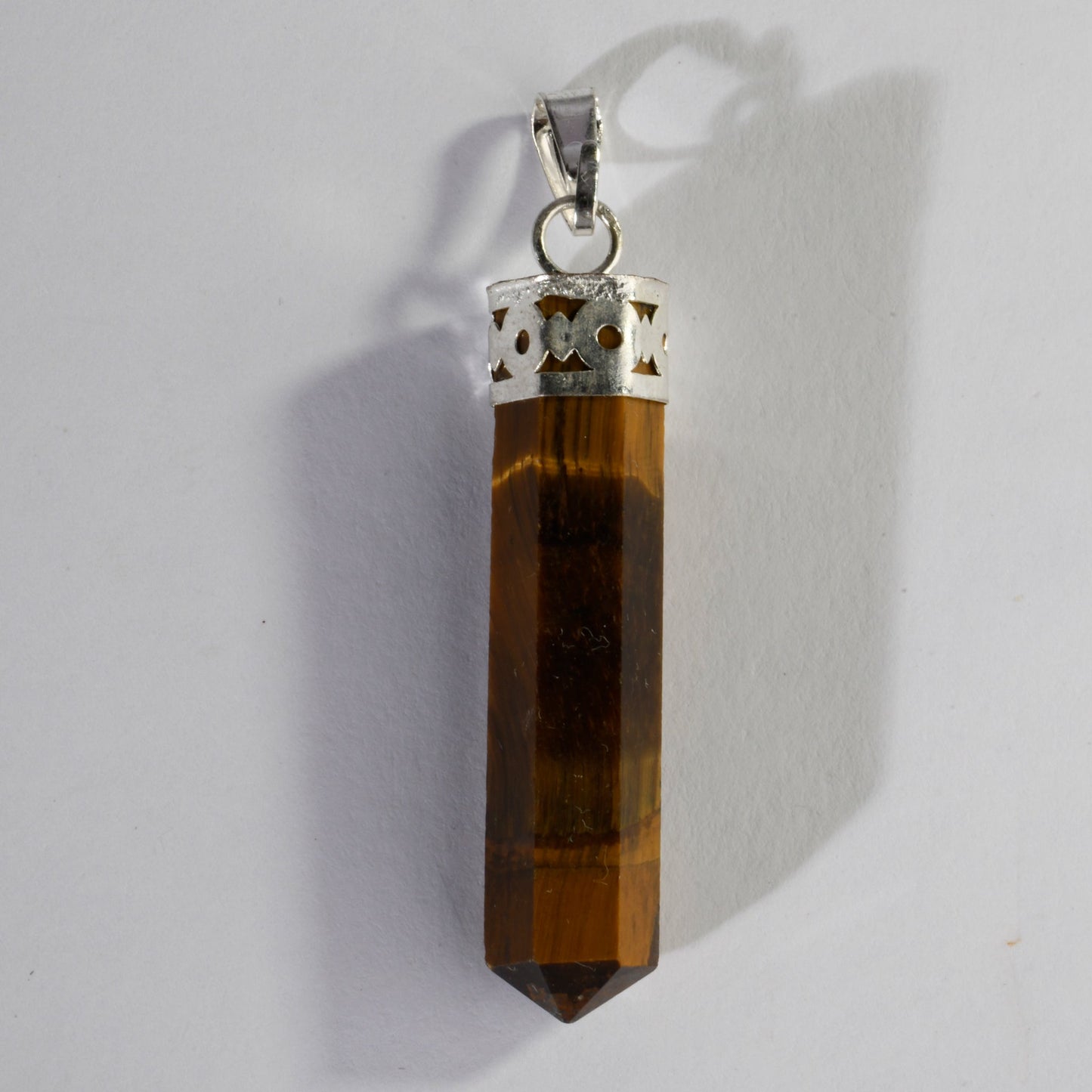 MantraMani Tiger's Eye Crystal Point Pendant