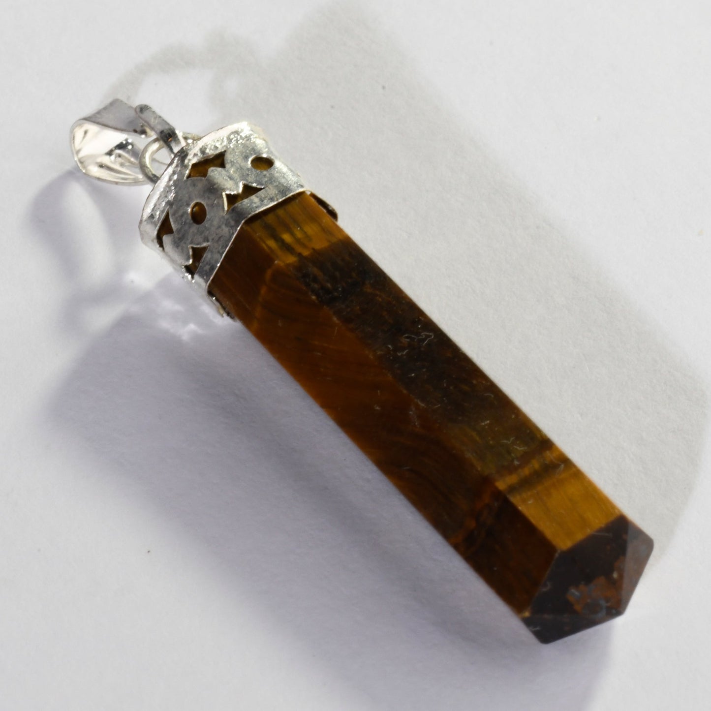 MantraMani® Tiger’s Eye Crystal Point Pendant | Natural Gemstone Pendant for Confidence, Focus & Crystal Jewelry