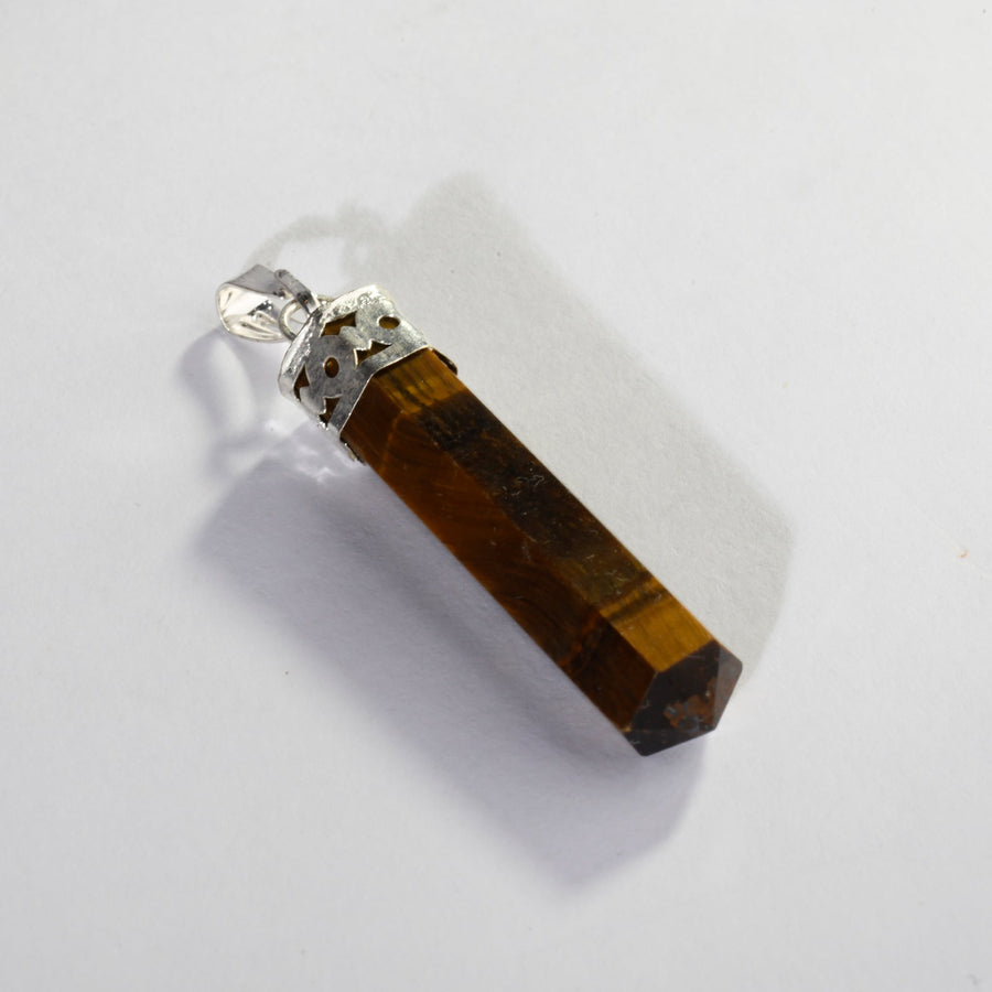 MantraMani® Tiger’s Eye Crystal Point Pendant | Natural Gemstone Pendant for Confidence, Focus & Crystal Jewelry