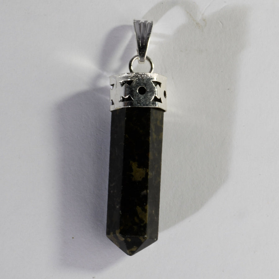 MantraMani® Nuummite Crystal Point Pendant